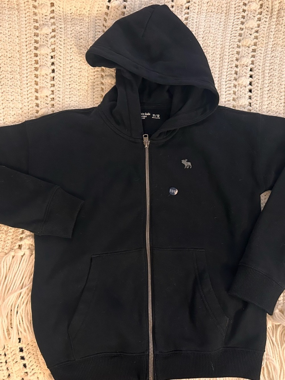 abercrombie kids Black Zip-Up Hoodie Jacket